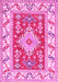 Machine Washable Geometric Pink Traditional Rug, wshtr413pnk
