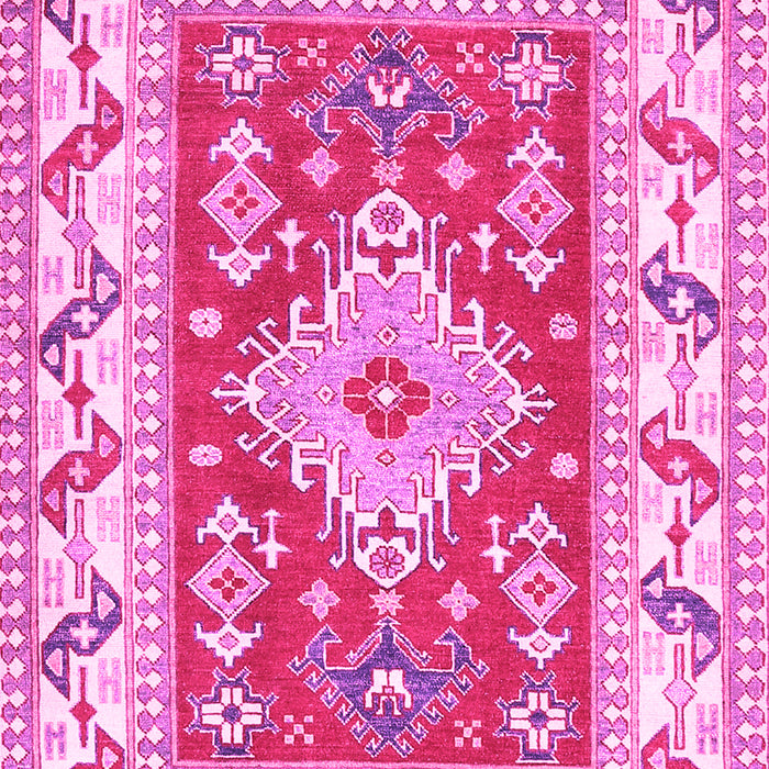 Machine Washable Geometric Pink Traditional Rug, wshtr413pnk