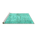 Sideview of Machine Washable Persian Turquoise Traditional Area Rugs, wshtr4140turq