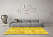 Machine Washable Persian Yellow Traditional Rug in a Living Room, wshtr4140yw