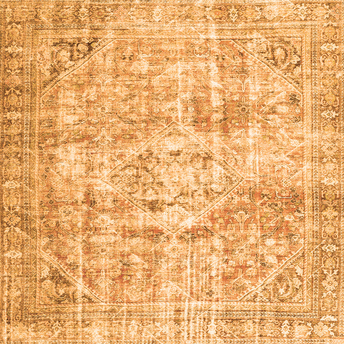 Round Machine Washable Persian Orange Traditional Area Rugs, wshtr4140org