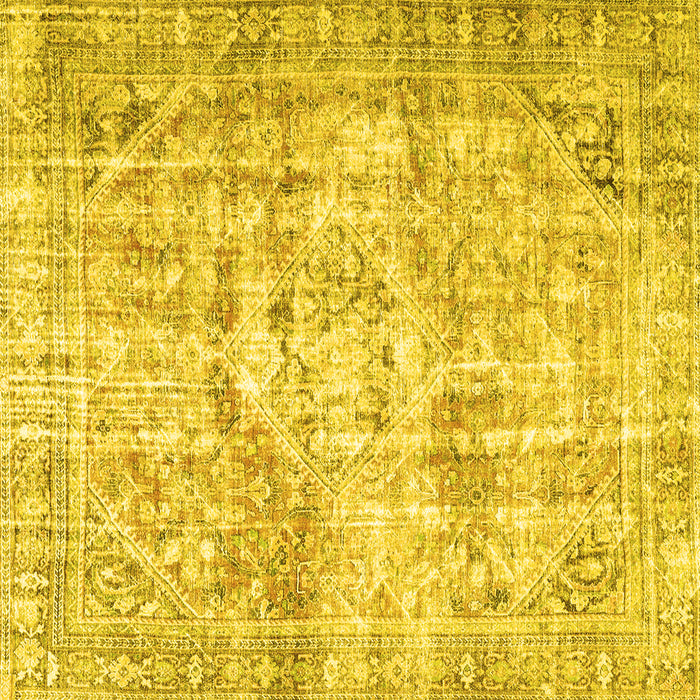 Square Machine Washable Persian Yellow Traditional Rug, wshtr4140yw