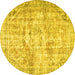 Round Persian Yellow Traditional Rug, tr4140yw