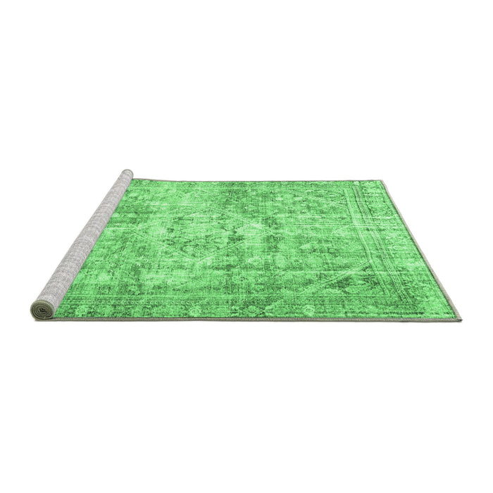 Sideview of Machine Washable Persian Emerald Green Traditional Area Rugs, wshtr4140emgrn