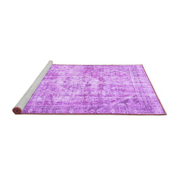 Sideview of Machine Washable Persian Purple Traditional Area Rugs, wshtr4140pur