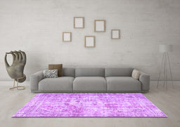 Machine Washable Persian Purple Traditional Area Rugs in a Living Room, wshtr4140pur