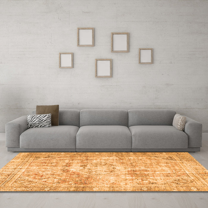 Machine Washable Persian Orange Traditional Area Rugs in a Living Room, wshtr4140org
