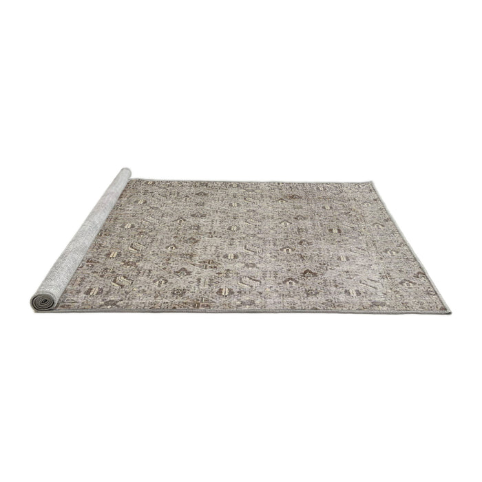 Sideview of Machine Washable Traditional Pale Silver Gray Rug, wshtr4141