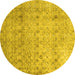 Round Machine Washable Persian Yellow Traditional Rug, wshtr4141yw