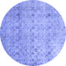 Round Machine Washable Persian Blue Traditional Rug, wshtr4141blu
