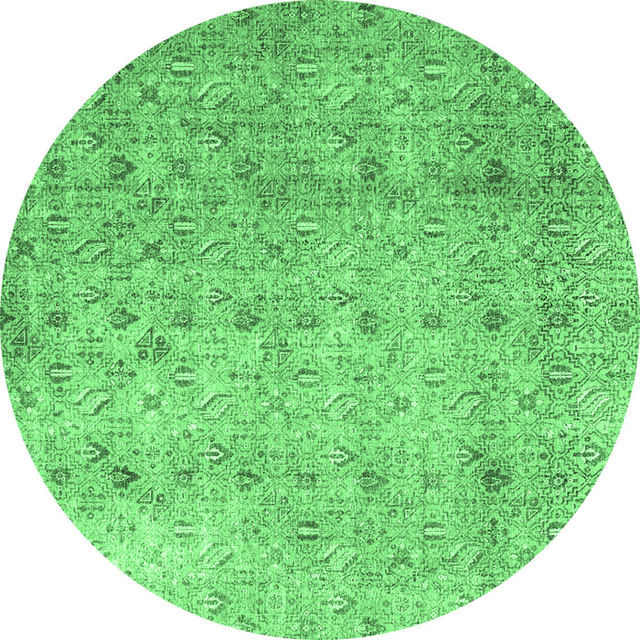 Round Persian Emerald Green Traditional Rug, tr4141emgrn