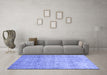 Machine Washable Persian Blue Traditional Rug in a Living Room, wshtr4141blu
