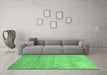 Machine Washable Persian Emerald Green Traditional Area Rugs in a Living Room,, wshtr4141emgrn