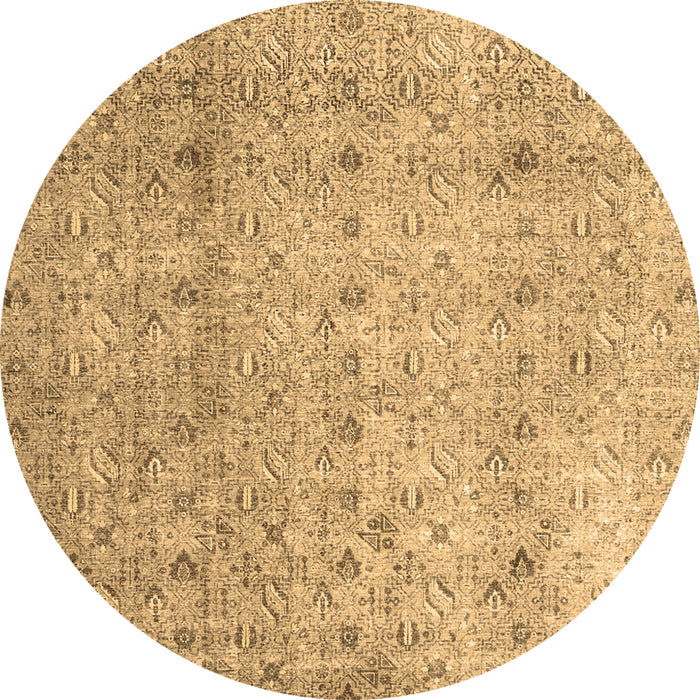 Round Persian Brown Traditional Rug, tr4141brn