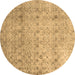 Round Persian Brown Traditional Rug, tr4141brn