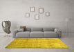 Machine Washable Persian Yellow Traditional Rug in a Living Room, wshtr4141yw