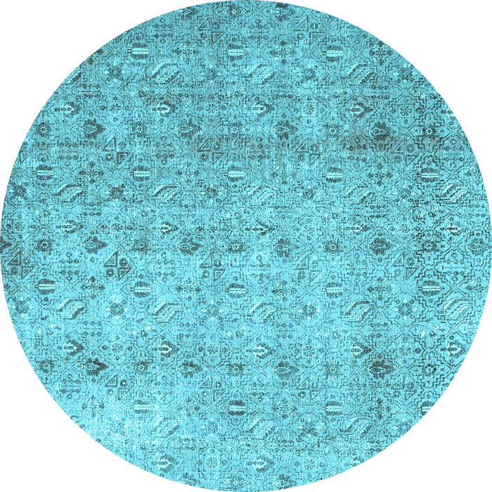 Round Machine Washable Persian Light Blue Traditional Rug, wshtr4141lblu