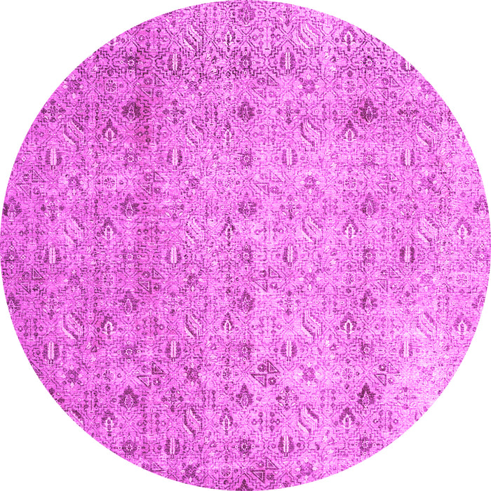 Round Machine Washable Persian Pink Traditional Rug, wshtr4141pnk