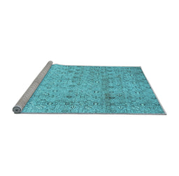 Sideview of Machine Washable Persian Light Blue Traditional Rug, wshtr4141lblu