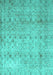 Machine Washable Persian Turquoise Traditional Area Rugs, wshtr4141turq