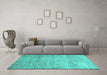 Machine Washable Persian Turquoise Traditional Area Rugs in a Living Room,, wshtr4141turq