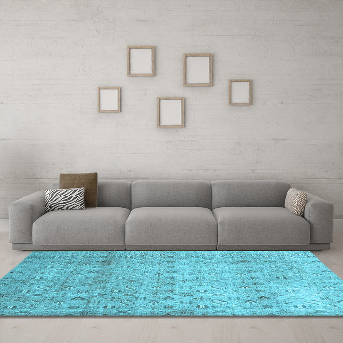 Machine Washable Persian Light Blue Traditional Rug in a Living Room, wshtr4141lblu
