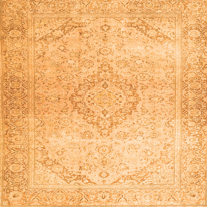 Round Machine Washable Persian Orange Traditional Area Rugs, wshtr4142org