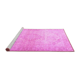 Sideview of Machine Washable Persian Pink Traditional Rug, wshtr4142pnk