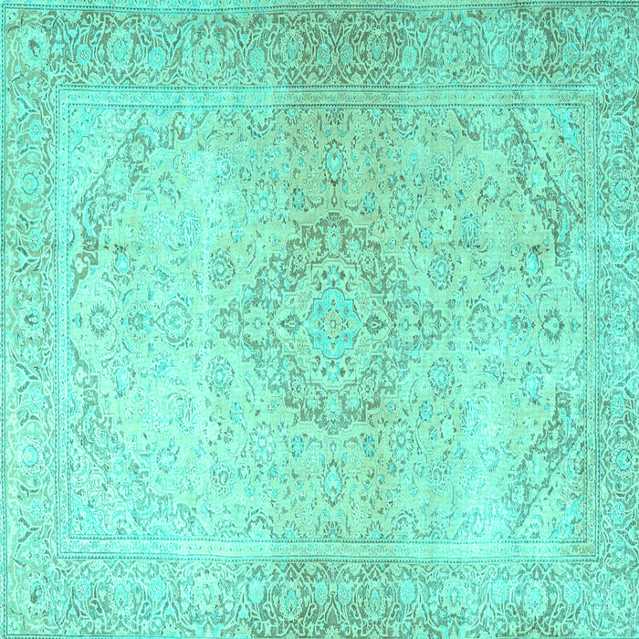 Square Machine Washable Persian Turquoise Traditional Area Rugs, wshtr4142turq