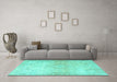 Machine Washable Persian Turquoise Traditional Area Rugs in a Living Room,, wshtr4142turq