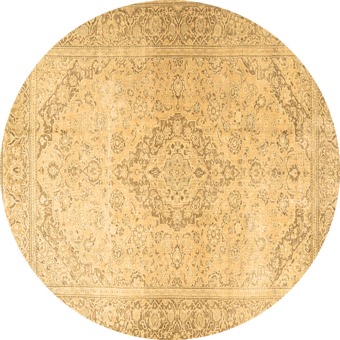 Round Machine Washable Persian Brown Traditional Rug, wshtr4142brn