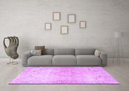 Machine Washable Persian Purple Traditional Area Rugs in a Living Room, wshtr4142pur
