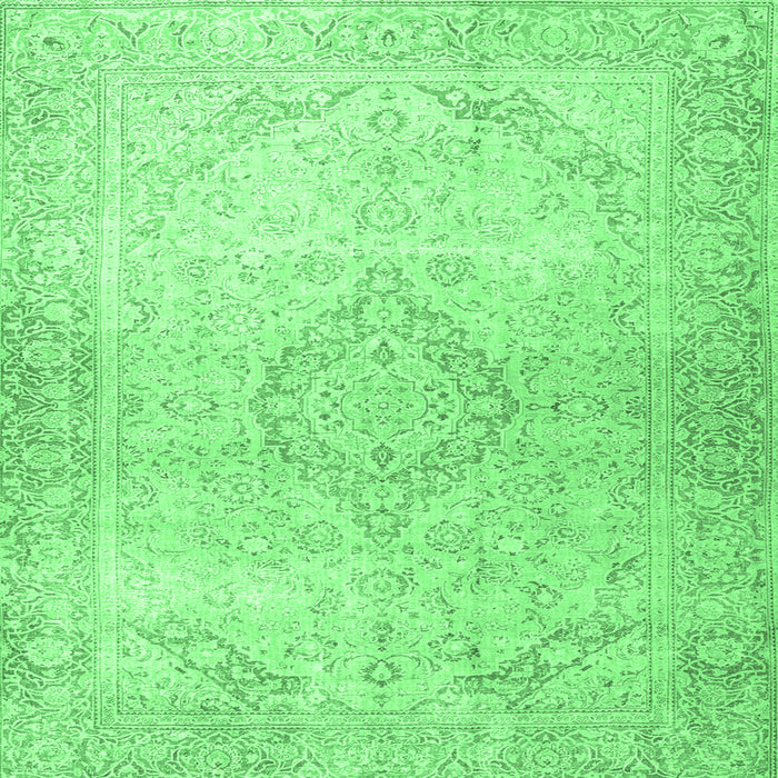 Square Machine Washable Persian Emerald Green Traditional Area Rugs, wshtr4142emgrn
