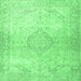 Square Machine Washable Persian Emerald Green Traditional Area Rugs, wshtr4142emgrn