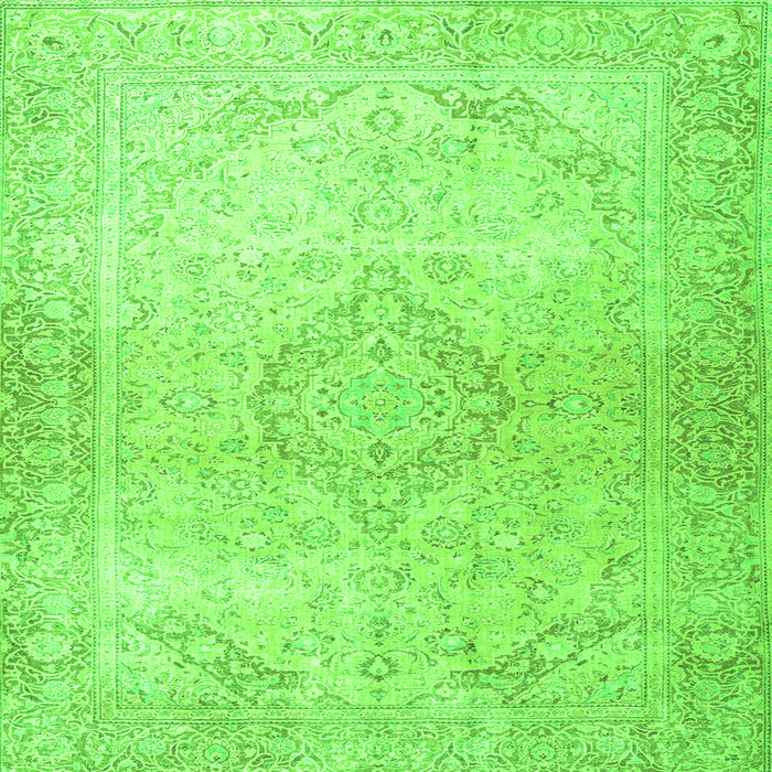 Round Machine Washable Persian Green Traditional Area Rugs, wshtr4142grn