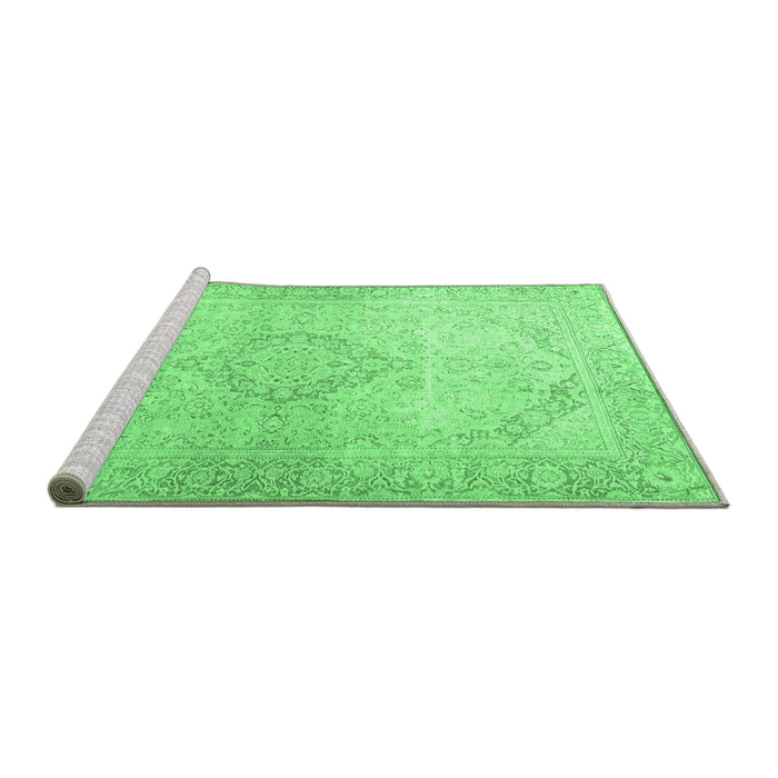 Sideview of Machine Washable Persian Emerald Green Traditional Area Rugs, wshtr4142emgrn