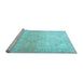 Sideview of Machine Washable Persian Light Blue Traditional Rug, wshtr4142lblu