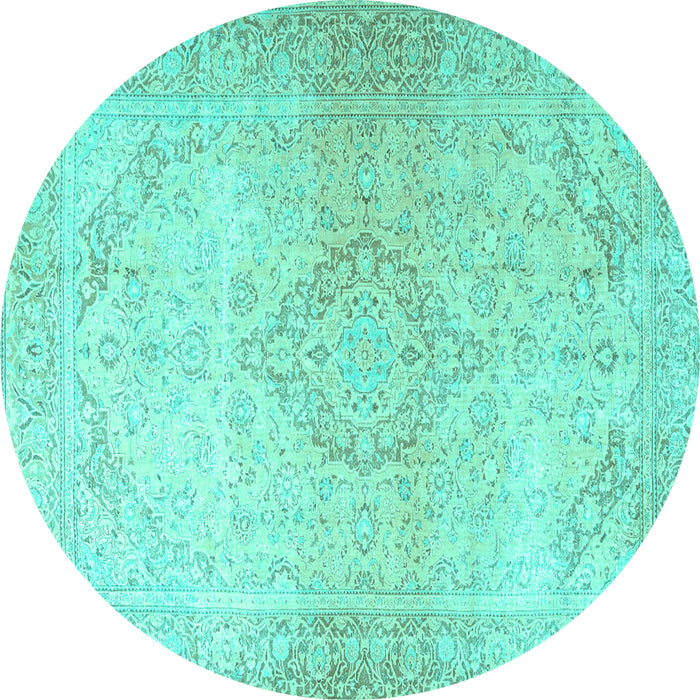 Round Persian Turquoise Traditional Rug, tr4142turq