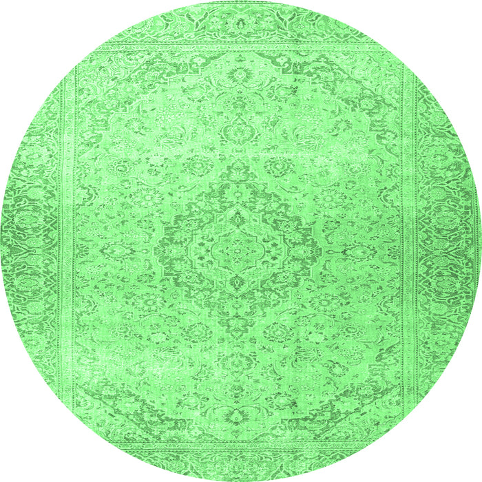 Round Persian Emerald Green Traditional Rug, tr4142emgrn