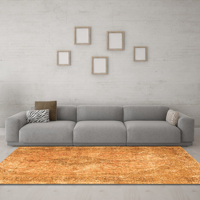 Machine Washable Persian Orange Traditional Area Rugs in a Living Room, wshtr4143org