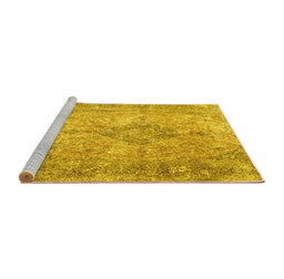 Sideview of Machine Washable Persian Yellow Traditional Rug, wshtr4143yw