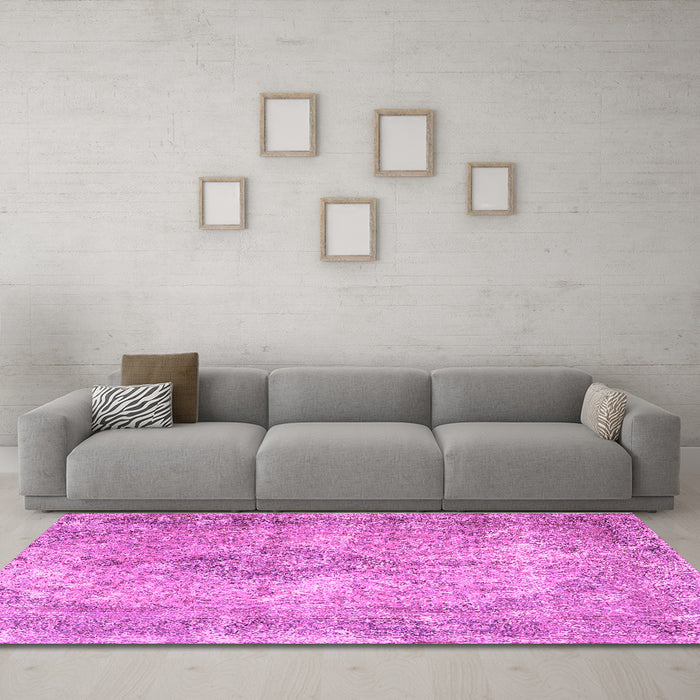 Machine Washable Persian Purple Traditional Area Rugs in a Living Room, wshtr4143pur