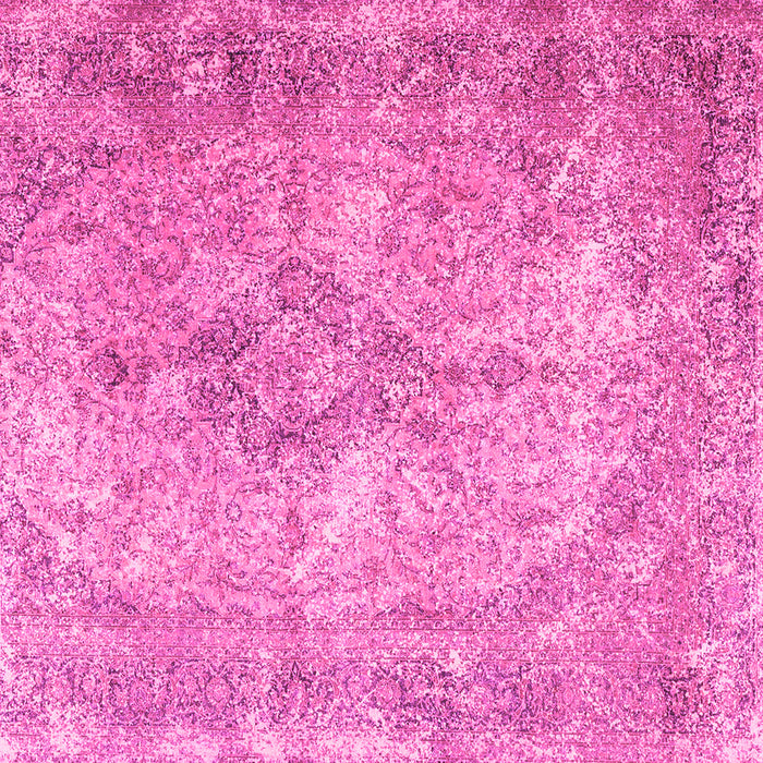 Square Machine Washable Persian Pink Traditional Rug, wshtr4143pnk