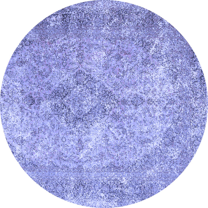 Round Persian Blue Traditional Rug, tr4143blu