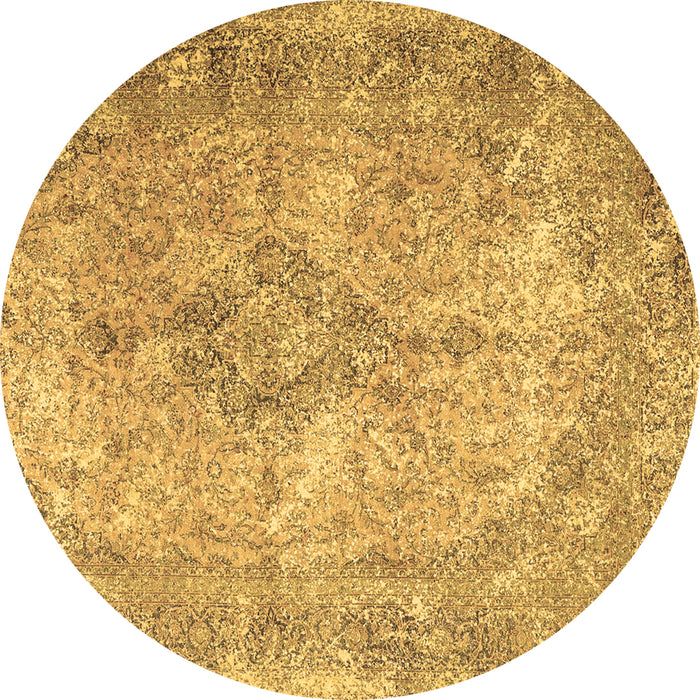 Round Machine Washable Persian Brown Traditional Rug, wshtr4143brn