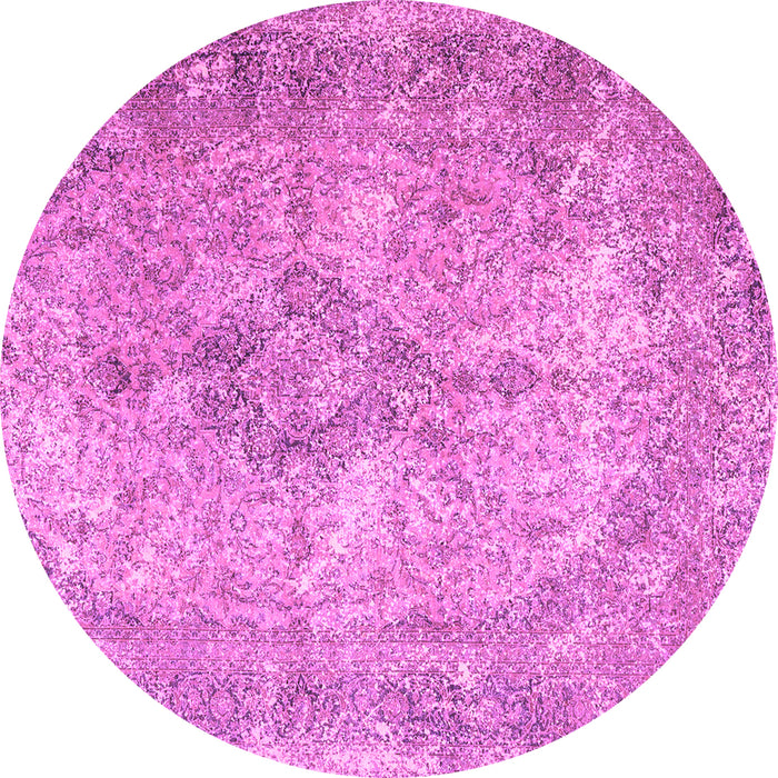 Round Machine Washable Persian Purple Traditional Area Rugs, wshtr4143pur