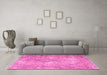 Machine Washable Persian Pink Traditional Rug in a Living Room, wshtr4143pnk