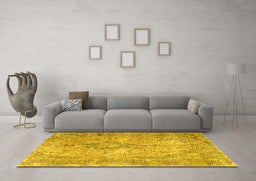 Machine Washable Persian Yellow Traditional Rug in a Living Room, wshtr4143yw