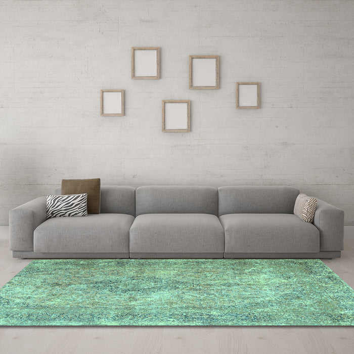 Machine Washable Persian Light Blue Traditional Rug in a Living Room, wshtr4143lblu