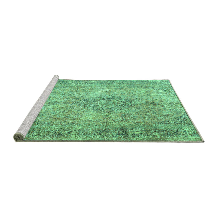Sideview of Machine Washable Persian Turquoise Traditional Area Rugs, wshtr4143turq